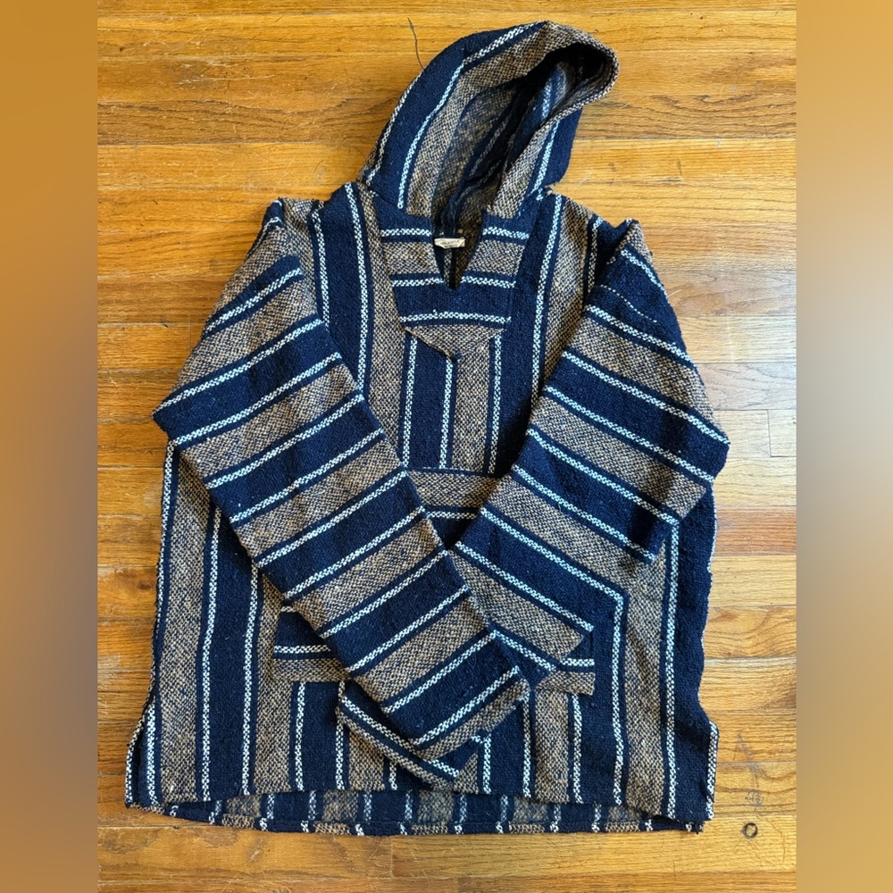 Gold and Blue Baja Hoodie “Drug Rug”